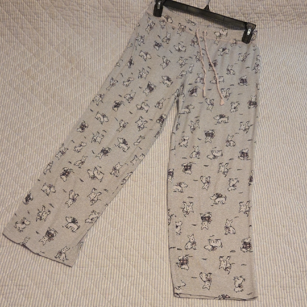 Laura Ashley Light Gray Pajama Pants with Dog Print